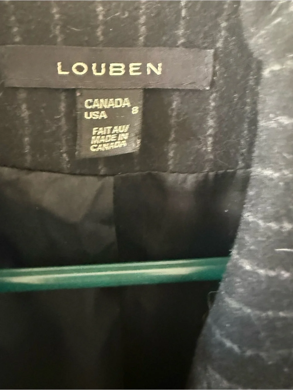 Louben Black Pinstripe Wool Cashmere Belted Coat Jacket Sz 8 Canada